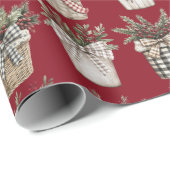 Buffalo Plaid Basket | Boerderij Kerstmis Cadeaupapier (Rol Hoek)