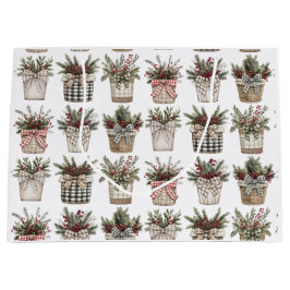 Buffalo Plaid Basket | Boerderij Kerstmis Groot Cadeauzakje