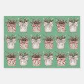 Buffalo Plaid Basket | Boerderij Kerstmis Inpakpapier Vel (Voorkant 3)