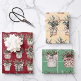 Buffalo Plaid Basket | Boerderij Kerstmis Inpakpapier Vel