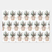 Buffalo Plaid Basket | Boerderij Kerstmis Inpakpapier Vel (Voorkant 2)