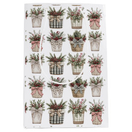 Buffalo Plaid Basket | Boerderij Kerstmis Medium Cadeauzakje