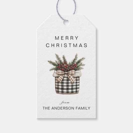 Buffalo Plaid Basket Cadeaulabel (Voorkant)