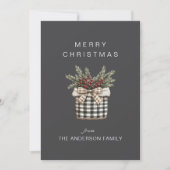 Buffalo Plaid Basket Minimalist Foto grijs Feestdagenkaart (Voorkant)