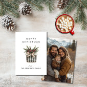 Buffalo Plaid Basket Minimalistische Foto Feestdagenkaart
