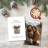 Buffalo Plaid Basket Minimalistische Foto Feestdagenkaart