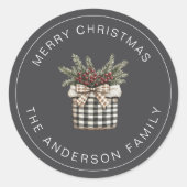 Buffalo Plaid Basket Ronde Sticker (Voorkant)