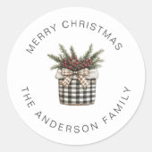 Buffalo Plaid Basket wit Ronde Sticker (Voorkant)