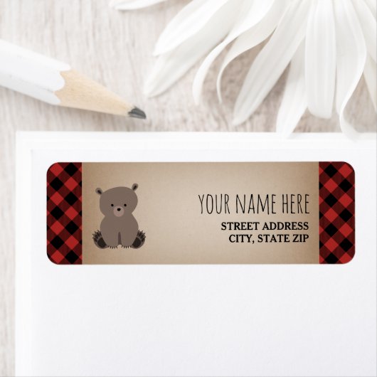 Buffalo Plaid Beer Baby shower Etiket (Insitu)