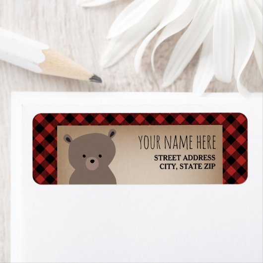 Buffalo Plaid Beer Baby shower Etiket (Insitu)