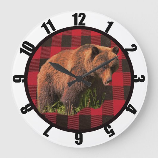 Buffalo Plaid Beer Man Cave Grote Klok (Voorkant)