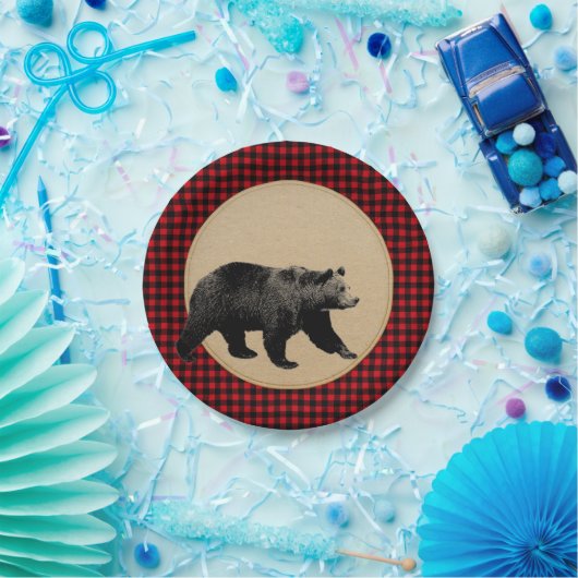 Buffalo Plaid Beer rustieke hut Papieren Bordje (Feest)