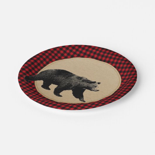 Buffalo Plaid Beer rustieke hut Papieren Bordje (Gekanteld)