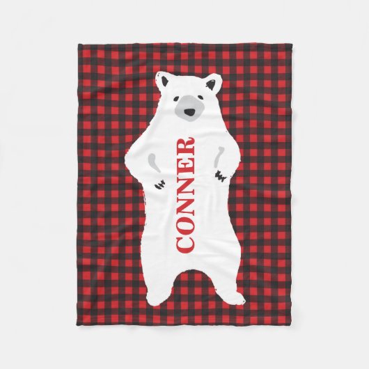 Buffalo plaid beer staande gepersonaliseerde deken (Voorkant)