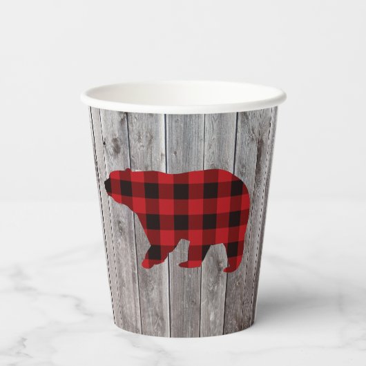 Buffalo Plaid Beer Wild One Boy 1st Verjaardagsfee Papieren Bekers (Achterkant)