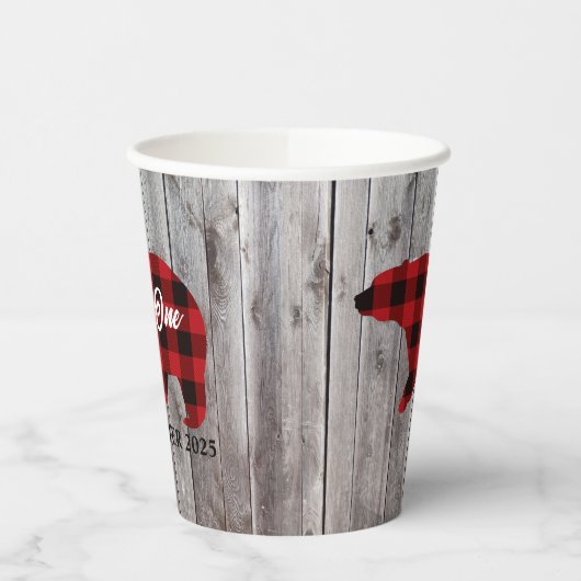 Buffalo Plaid Beer Wild One Boy 1st Verjaardagsfee Papieren Bekers (Links)