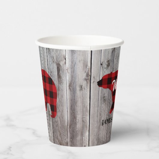 Buffalo Plaid Beer Wild One Boy 1st Verjaardagsfee Papieren Bekers (Rechts)
