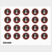 Buffalo Plaid Berner Sennenhond Retouradres Ronde Sticker (Vel)
