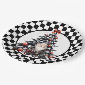 Buffalo Plaid Black and White Christmas  Papieren Bordje (Gekanteld)