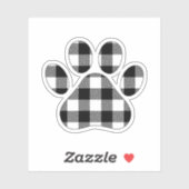 Buffalo Plaid Black and White Paw Print Sticker (Vel)
