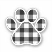 Buffalo Plaid Black and White Paw Print Sticker (Voorkant)