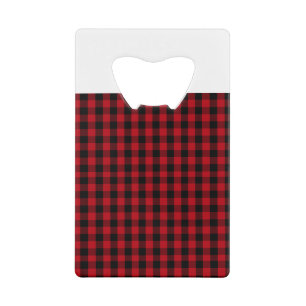 Buffalo plaid Black en Red Pattern Creditkaart Flessenopener