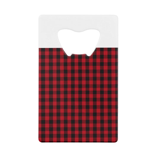 Buffalo plaid Black en Red Pattern Creditkaart Flessenopener (Voorkant)
