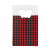 Buffalo plaid Black en Red Pattern Creditkaart Flessenopener (Achterkant)