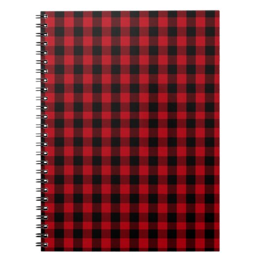 Buffalo plaid Black en Red Pattern Notitieboek (Voorkant)