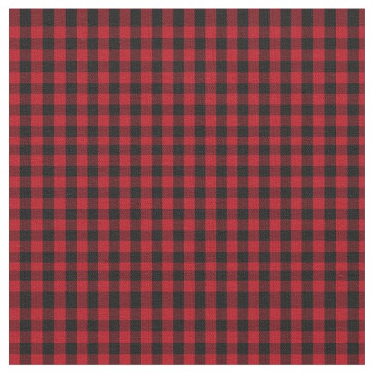Buffalo plaid Black en Red Pattern Stof (Close Up)