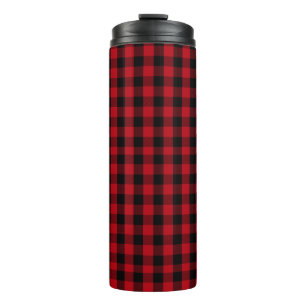 Buffalo plaid Black en Red Pattern Thermosbeker