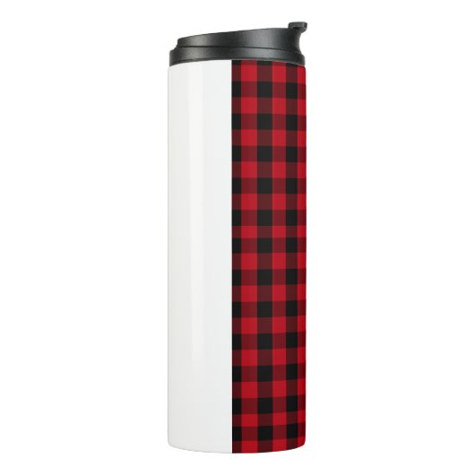 Buffalo plaid Black en Red Pattern Thermosbeker (Gedraaid links)