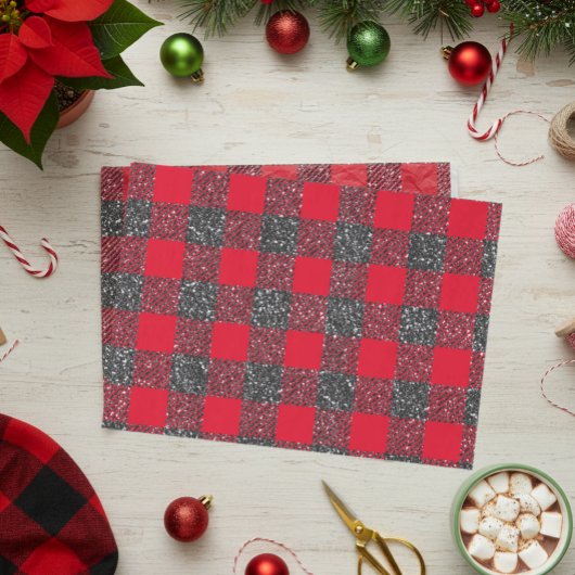 Buffalo Plaid Black Glitter Tissuepapier