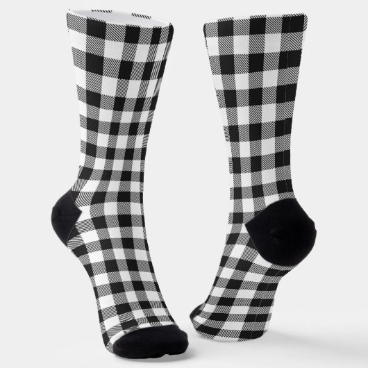 Buffalo Plaid Black White Classic Holiday Fun Sokken (Gebogen)