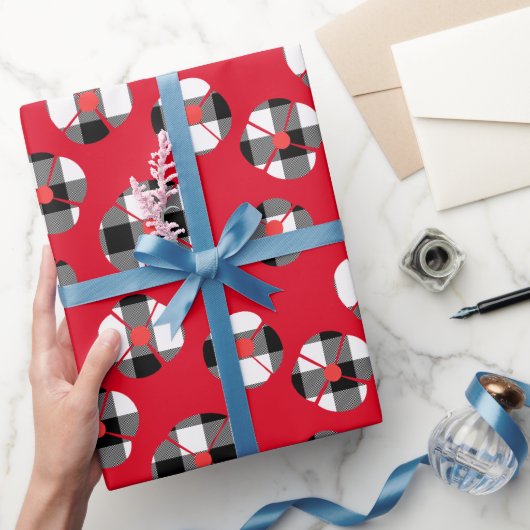 Buffalo Plaid Bloem Op Rood Cadeaupapier (Geschenken)