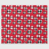 Buffalo Plaid Bloem Op Rood Cadeaupapier (Vlak)