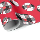 Buffalo Plaid Bloem Op Rood Cadeaupapier (Rol Hoek)