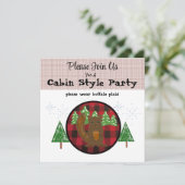 Buffalo Plaid Blokhut Kerstfeest Uitnodiging (Staand voorkant)