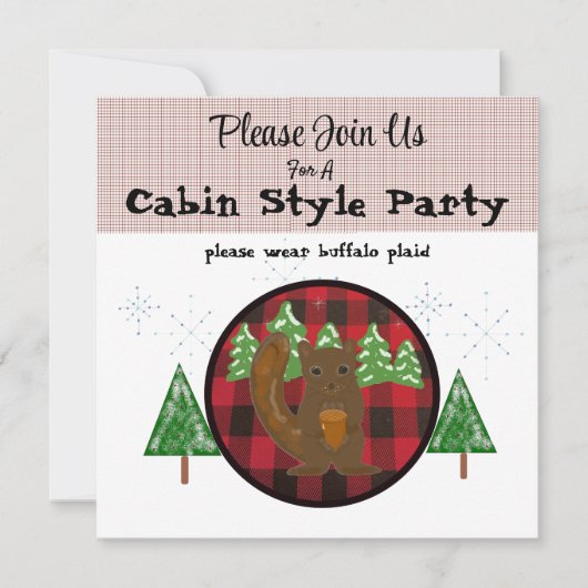 Buffalo Plaid Blokhut Kerstfeest Uitnodiging (Voorkant)