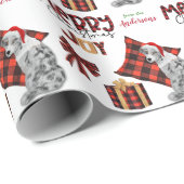 Buffalo Plaid Blue Merle Aussie Dog Christmas Cadeaupapier (Rol Hoek)