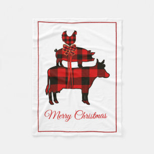 Buffalo Plaid Boerderij Animal Kerstmis Fleece Deken