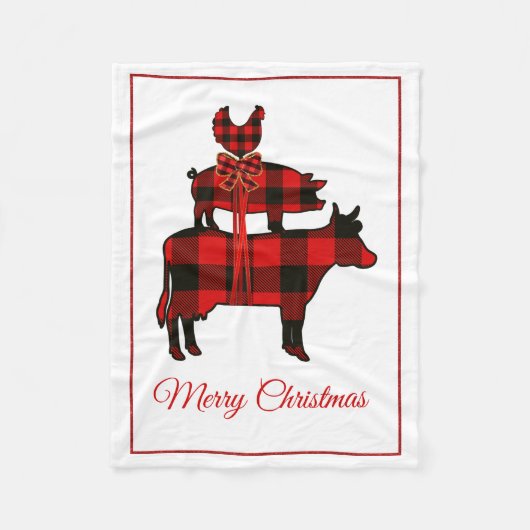 Buffalo Plaid Boerderij Animal Kerstmis Fleece Deken (Voorkant)