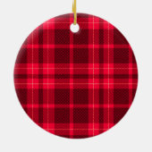 Buffalo Plaid Boerderij Kerstkrans Holly Keramisch Ornament (Achterkant)