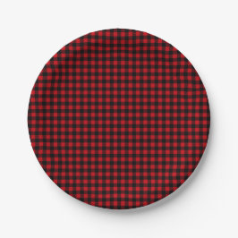 Buffalo Plaid Boho rustieke hut Papieren Bordje