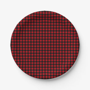 Buffalo Plaid Boho rustieke hut Papieren Bordje