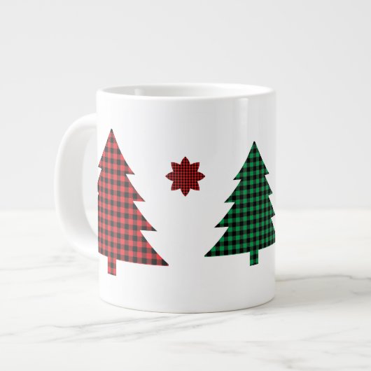 Buffalo Plaid Bomen Grote Koffiekop (Links)