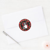 Buffalo Plaid Border Collie Hond Retouradres Ronde Sticker (Envelop)