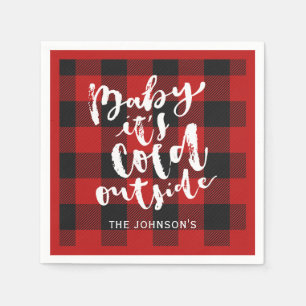 Buffalo Plaid Borstel Schrift Het Is Koud Buiten N Servet