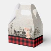 Buffalo Plaid bosdieren Baby shower Bedankdoosjes (Achterkant)