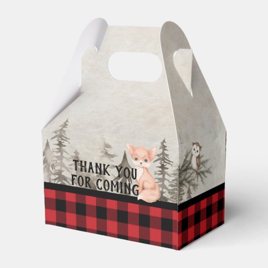 Buffalo Plaid bosdieren Baby shower Bedankdoosjes (Achterkant)